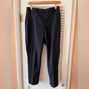 Uniqlo tapered navy pants with windowpane print